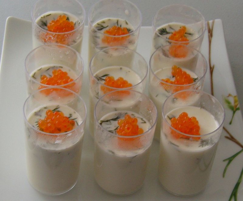 Yaourt Salé ou Verrine Ricotta Aneth et oeufs de truite