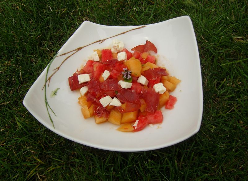 Salade Melon Pastèque Feta Bresaola