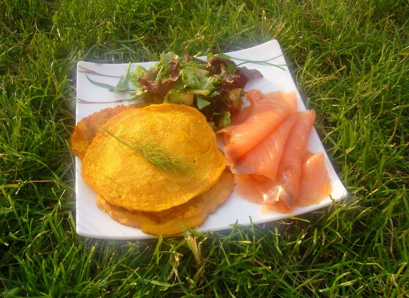 Blinis de Patates Douce & Saumon Fumé